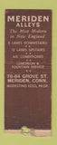 Matchbook Cover - Meriden Bowling Alleys CT WEAR BOBTAIL