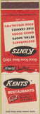 Matchbook Cover - Kents Restaurants Atlantic City NJ