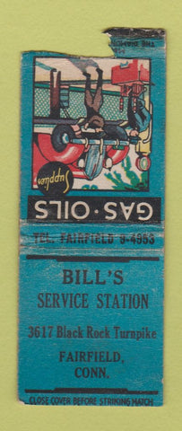 Matchbook Cover - Bill's oil gas Fairfield CT WEAR BOBTAIL