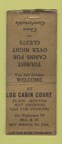 Matchbook Cover - Lob Cabin Court Hot Springs SD BOBTAIL