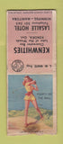Matchbook Cover - Kenwhities LaSalles Hotel Winnipeg MB pinup WORN BOBTAIL