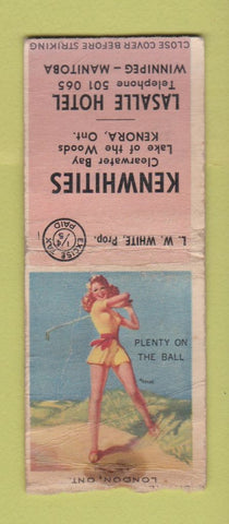 Matchbook Cover - Kenwhities LaSalles Hotel Winnipeg MB pinup WORN BOBTAIL