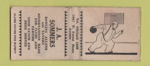 Matchbook Cover - JA Sommers Bowling Tavern BOBTAIL