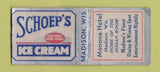 Matchbook Cover - Schoep's Ice Cream Monona Hotel Madison WI WEAR BOBTAIL