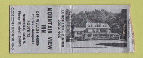 Matchbook Cover - Mountain View Inn Norfolk CT BOBTAIL