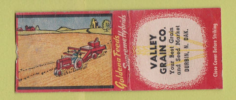 Matchbook Cover - Valley Grain Durbin ND Goldena Feeds BOBTAIL