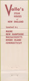 Matchbook Cover - Valle's Steak Houses ME NH MA RI CT