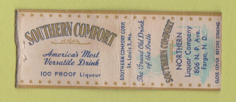 Matchbook Cover - Southern Comfort Whiskey Fargo ND liquor WEAR BOBTAIL