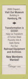 Matchbook Cover - Reading Railroad Historical Society Hambug PA
