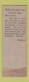 Matchbook Cover - Palm Gardens Peabody MA WEAR
