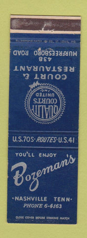 Matchbook Cover - Bozeman's Quality Court Motel Nashville TN