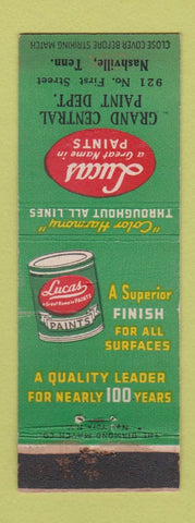 Matchbook Cover - Lucas Paints Grand Central Nashville TN