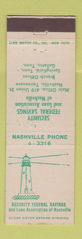 Matchbook Cover - Security Federal Savings Nashville TN Gallatin