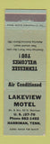 Matchbook Cover - Lakeview Motel Harriman TN