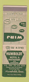 Matchbook Cover - Humboldt Motel Restaurant TN WEAR