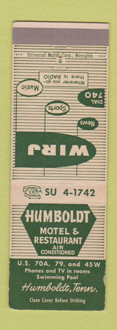 Matchbook Cover - Humboldt Motel Restaurant TN WEAR