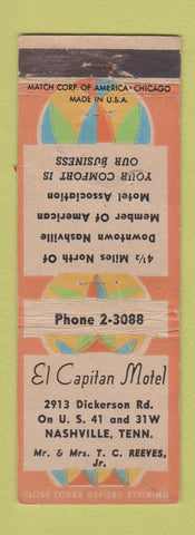 Matchbook Cover - El Capitan Motel Nashville TN