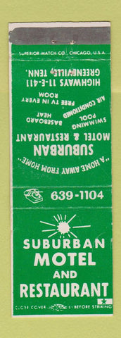 Matchbook Cover - Suburban Motel Restaurant Greenville TN