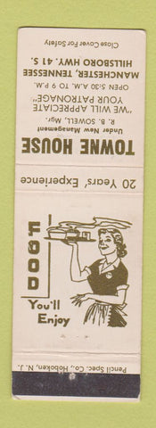 Matchbook Cover - Towne House Manchester TN
