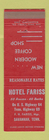 Matchbook Cover - Hotel Fariss Savannah TN