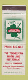 Matchbook Cover - Tennessean Motel Restaurant Sparta TN