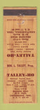 Matchbook Cover - Talley Ho Chattanooga TN restaurant