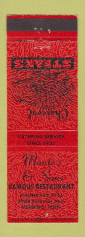 Matchbook Cover - Monte's and Sons Restaurant Memphis TN