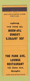 Matchbook Cover - The Park Ave Lounge Restaurant Memphis TN