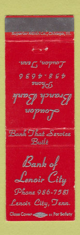 Matchbook Cover - Bank of Lenoir City TN Loudon