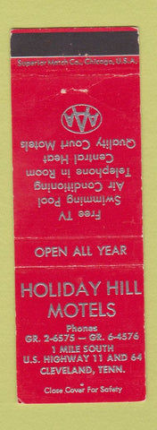 Matchbook Cover - Holiday Hill Motels Cleveland TN