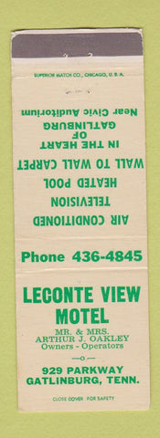 Matchbook Cover - Leconte View Motel Gatlinburg TN WEAR