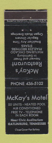 Matchbook Cover - McKay's Motel Restaurant Gatlinburg TN