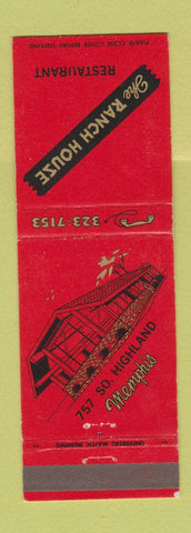 Matchbook Cover - The Ranch House Memphis TN restaurant