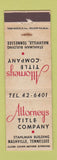 Matchbook Cover - Attorneys Title Company Nashville TN WEAR