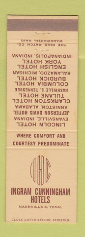 Matchbook Cover - Ingram Cunningham Hotels Nashville TN