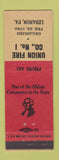 Matchbook Cover - Union Fire Company Lebanon PA  low phone #