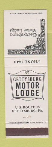 Matchbook Cover - Gettysburg Motor Lodge PA low phone #