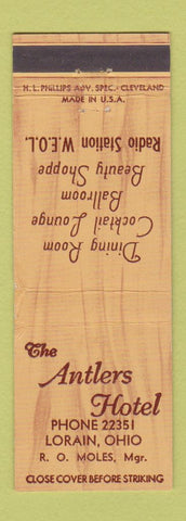 Matchbook Cover - Antlers Hotel Lorain OH