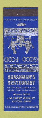 Matchbook Cover - Harshman's Restaurant Eaton OH low phone #