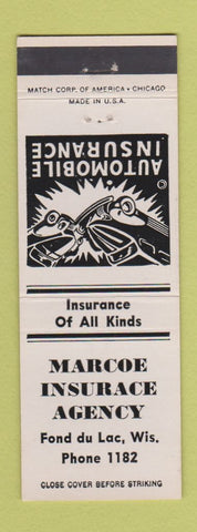 Matchbook Cover - Marcoe Insurance Fond Du Lac WI low phone #