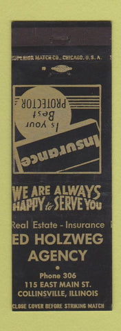 Matchbook Cover - Ed Holzweg Insurance Collinsville IL low phone #