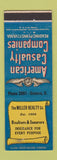 Matchbook Cover - Miller Real Estate Insurance Geneva OH