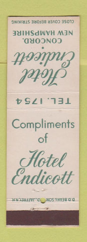 Matchbook Cover - Hotel Endicott Concord NH low phone #