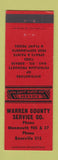 Matchbook Cover - Warren County oil gas feed Monmouth Roseville IL