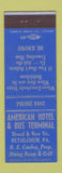 Matchbook Cover - American Hotel Bus Terminal Bethlehem PA