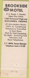 Matchbook Cover - Brookside Motel Alexandria VA