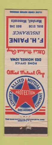 Matchbook Cover - FH Paine Insurance Marshall MN