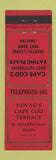 Matchbook Cover - Novak's Cape Cod Terrace Buzzards Bay MA low phone #
