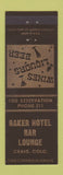 Matchbook Cover - Baker Hotel Bar Lounge Craig Colorado low phone #