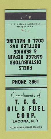 Matchbook Cover - TCG Oil Fuel Lacona NY low phone #
